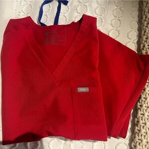 Figs Bold Red Scrub Pants